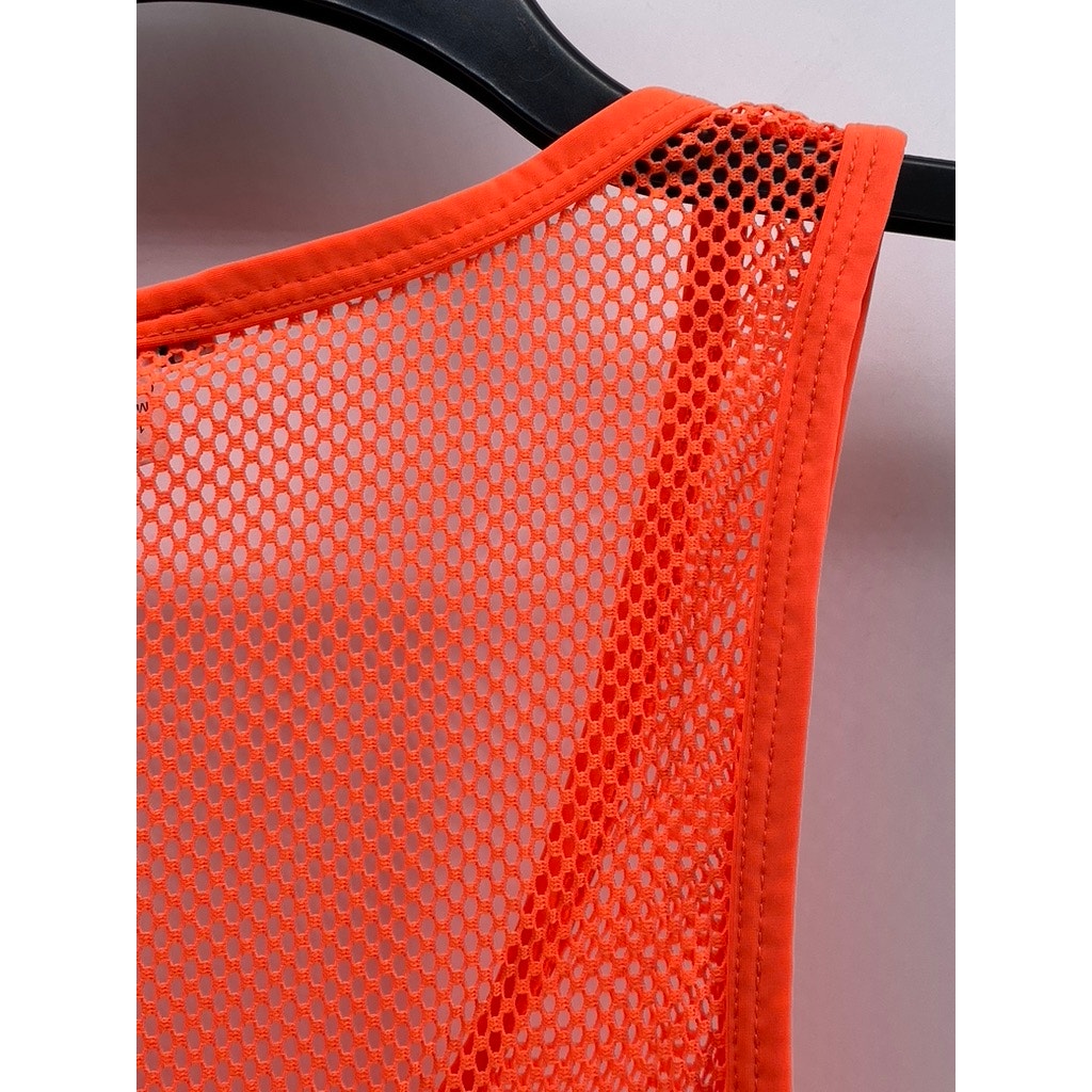 RICK MAJORS Men's Neon Orange Diamond Mesh Scoop-Neck Pullover Tank SZ S