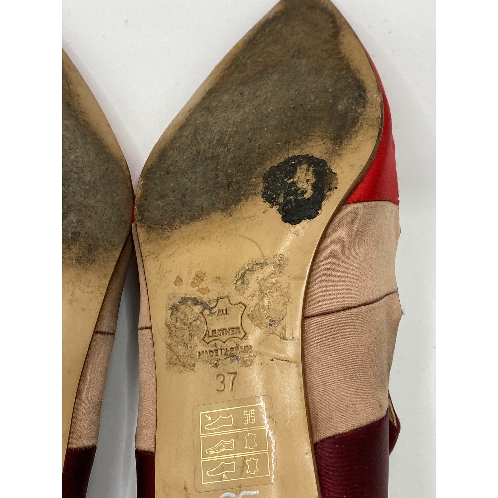 KURT GEIGER Women's Red Satin Pointed-Toe Strappy Wedge Mary Jane Shoes SZ 7