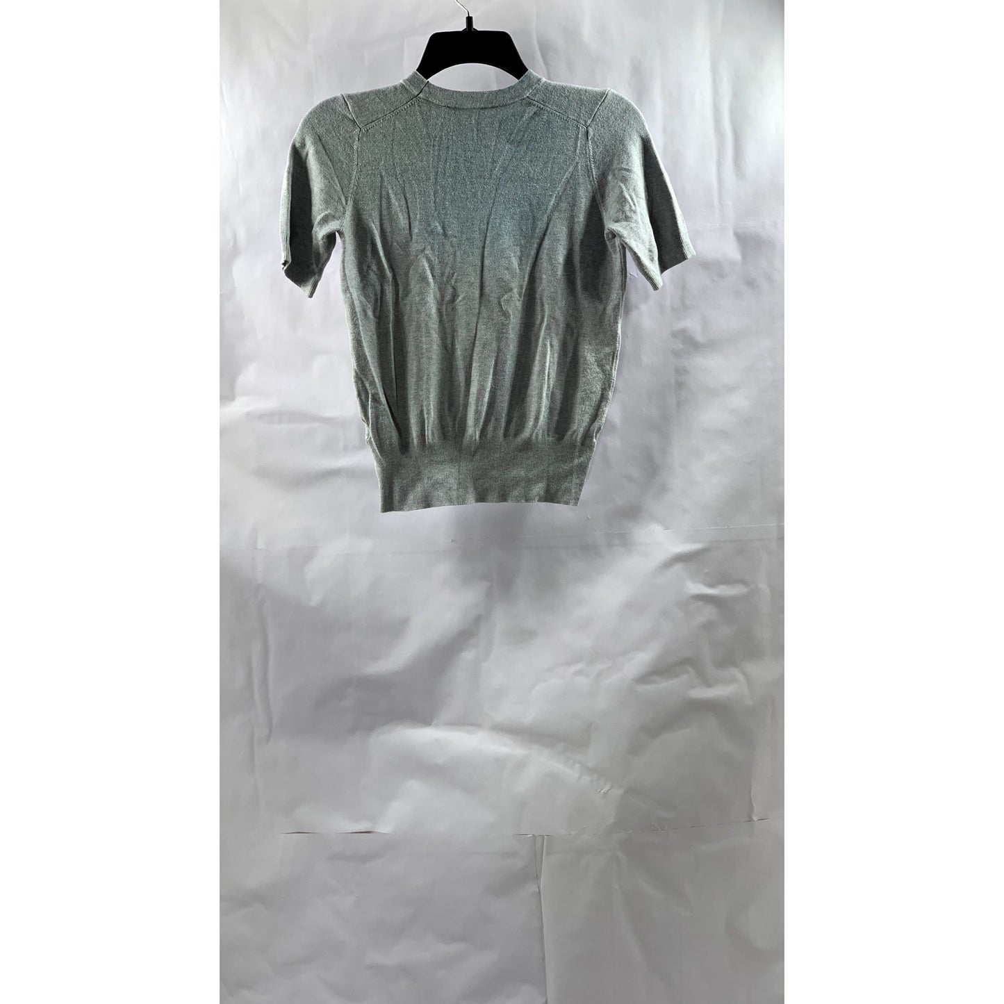 ZARA Women's Light Gray Crewneck Plain Knit Basic Short Sleeve Top SZ S