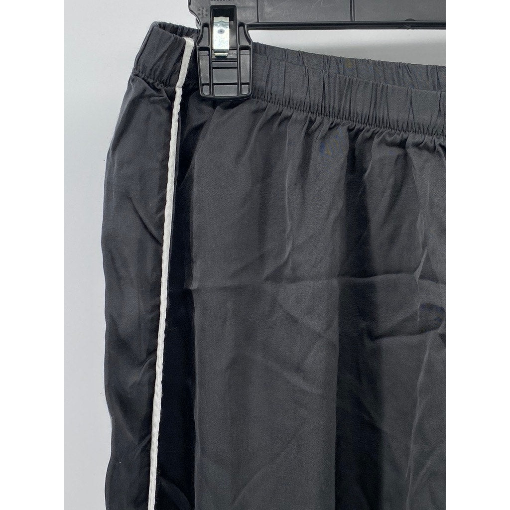 AERIE Women's Black-White Side Striped Relaxed-Fit Active Track Pants SZ M