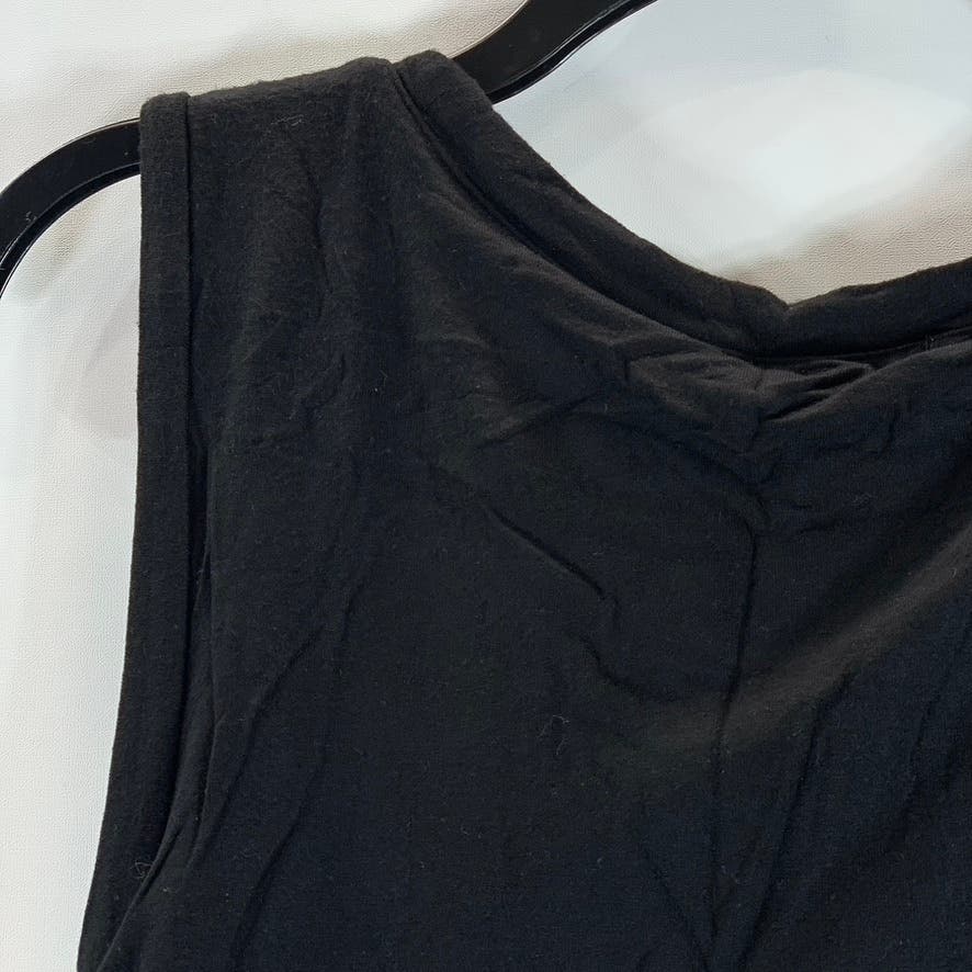 LEITH Women's Solid Black Sleeveless Casual Pullover Knee-Length Dress SZ M