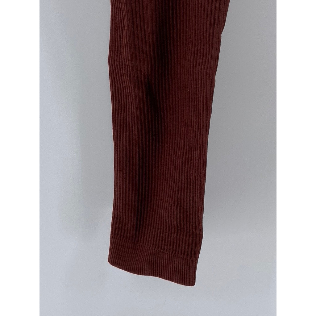 UNBRANDED Women's Rust Ribbed Pull-On Skinny High-Rise Leggings SZ S
