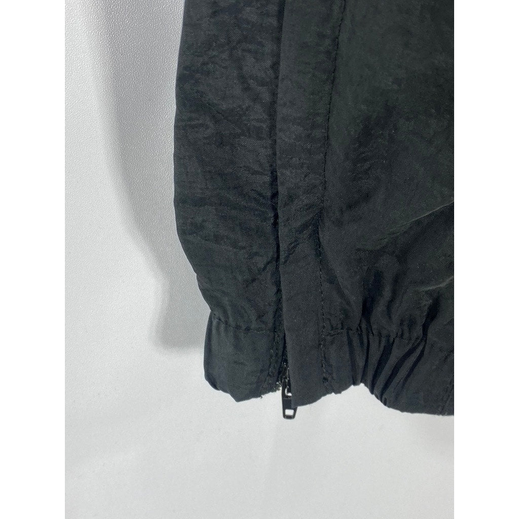 NIKE Men's Vintage Black Solid Nylon Zipper-Hem Outdoor Jogger Pull-On Pant SZ L