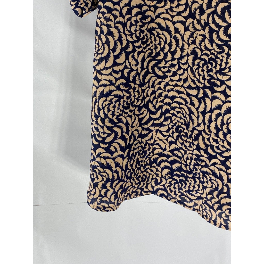 I LOVE H81 Women's Navy-Pink Printed Scoop-Neck Short Sleeve Top SZ S