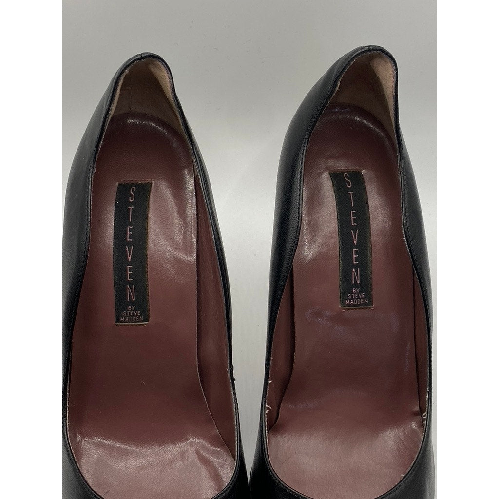 STEVEN BY STEVEN MADDEN Women's Black Leather Pointed-Toe Stiletto Pumps SZ 7.5