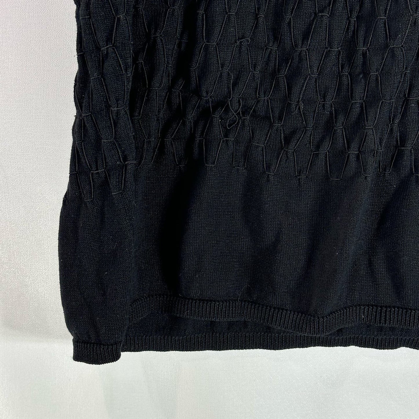 KENNETH COLE NEW YORK Women's Black Silk Deep Scoop-Neck Textured Tank Top SZ L