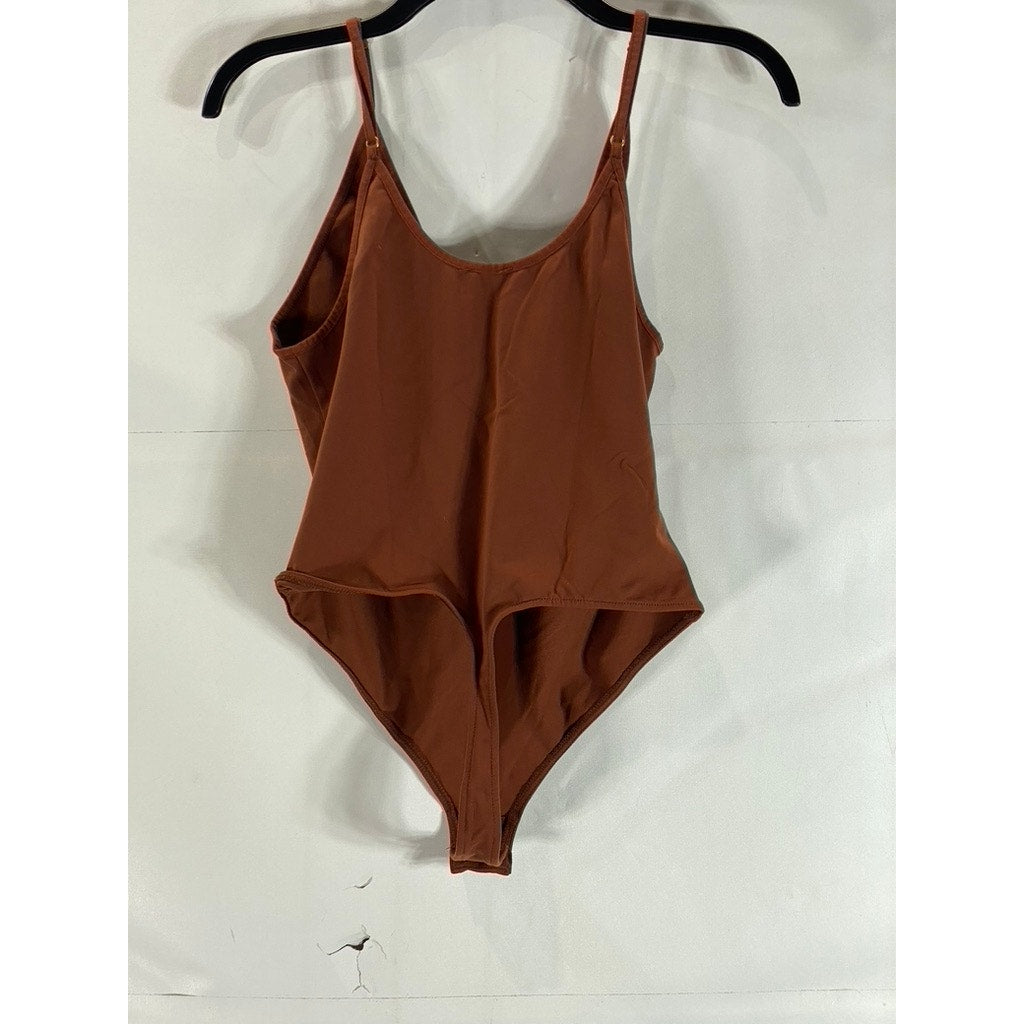 FREE PEOPLE Women's Cappuccino Scoopneck Clean Cut Seamless Bodysuit SZ S