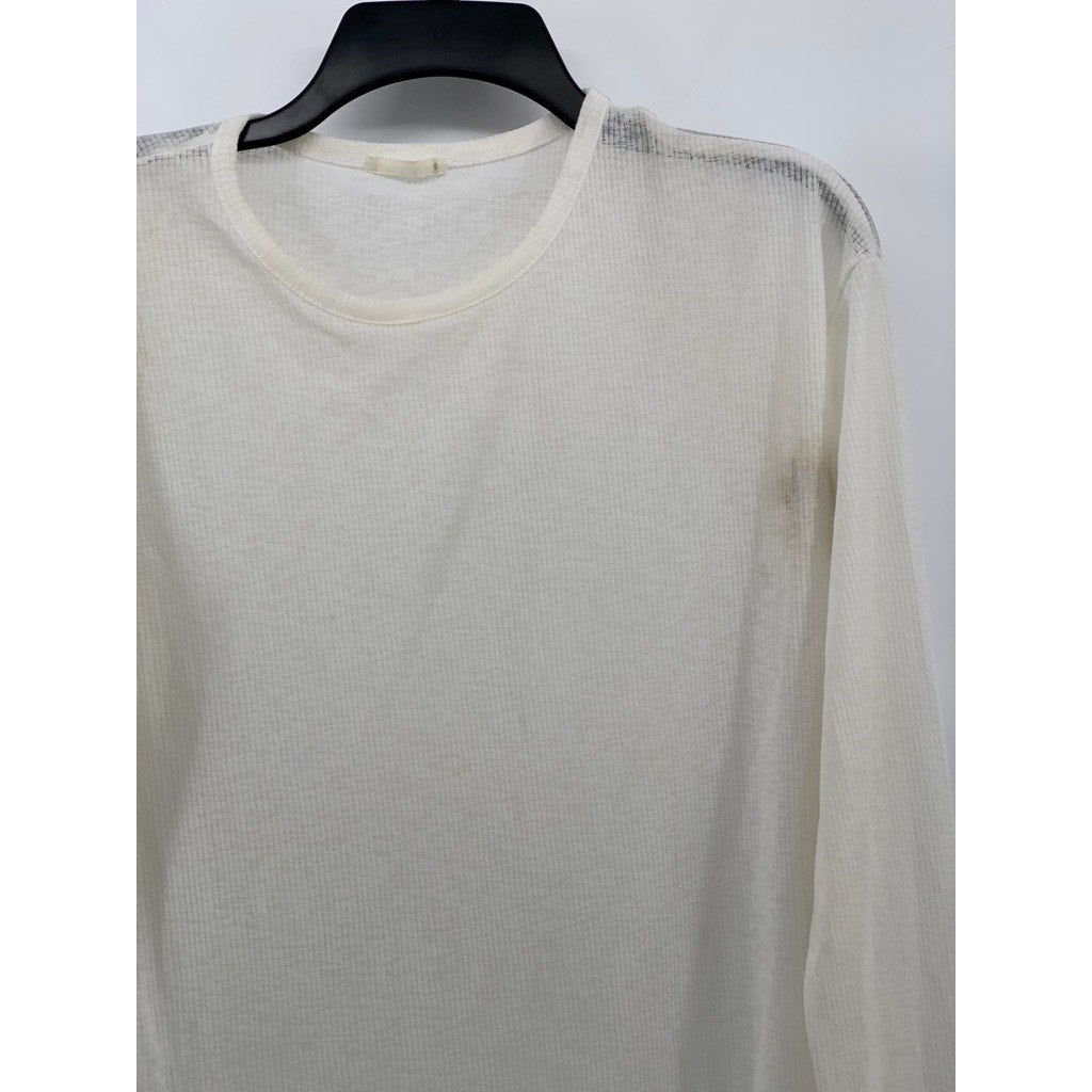 GU Women's Off-White Crewneck Lightweight Textured Oversized Long Sleeve Top SZS