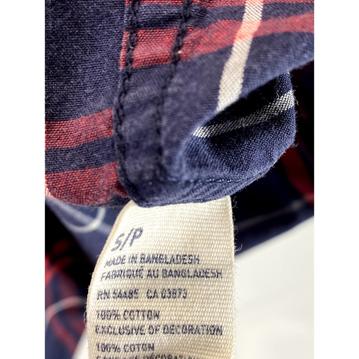 AMERICAN EAGLE OUTFITTERS Men's Navy/Red Plaid Prep-Fit Button-Up Shirt SZ S