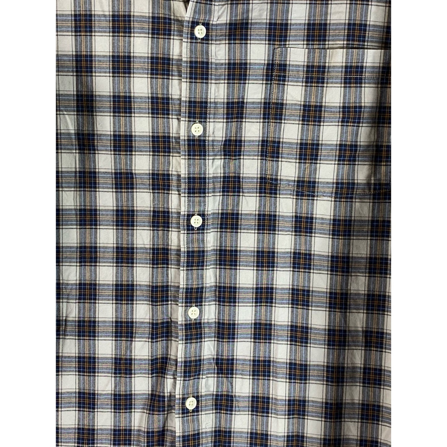 GOODFELLOW & CO Men's Cream/Blue Plaid Slim-Fit Button-Up Long Sleeve Shirt SZXL