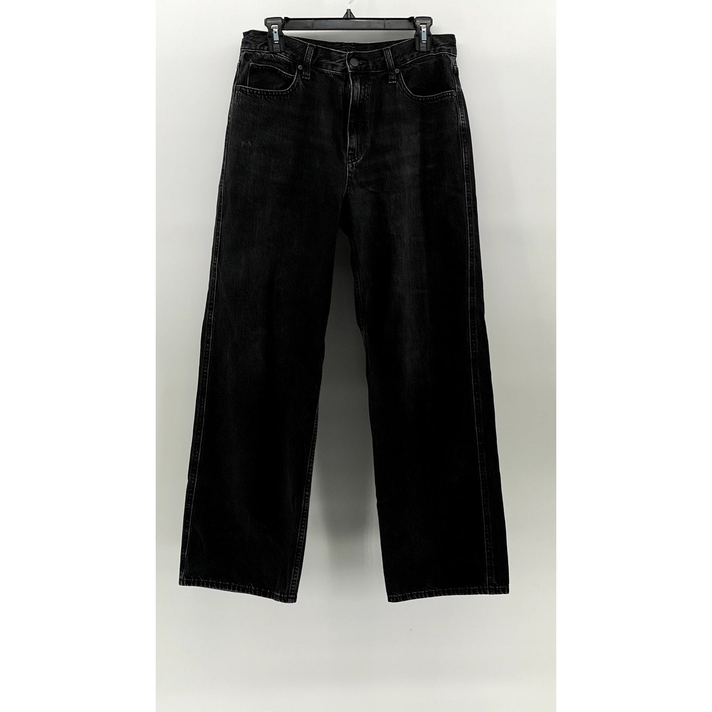 UNIQLO JEANS Women's Black Denim Straight-Leg Baggy Fit Jeans SZ 28X31