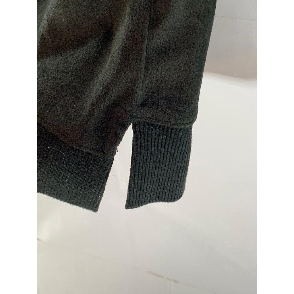BOBEAU Women's Black Velvet V-Neck Pullover Long Sleeve Sweater SZ S