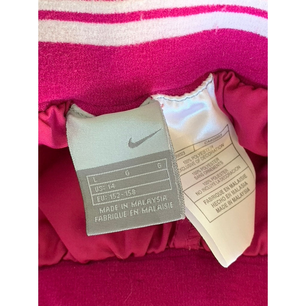 NIKE Women's Berry/White Mesh Side Stripe Drawstring Pull-On Tennis Skort SZ L