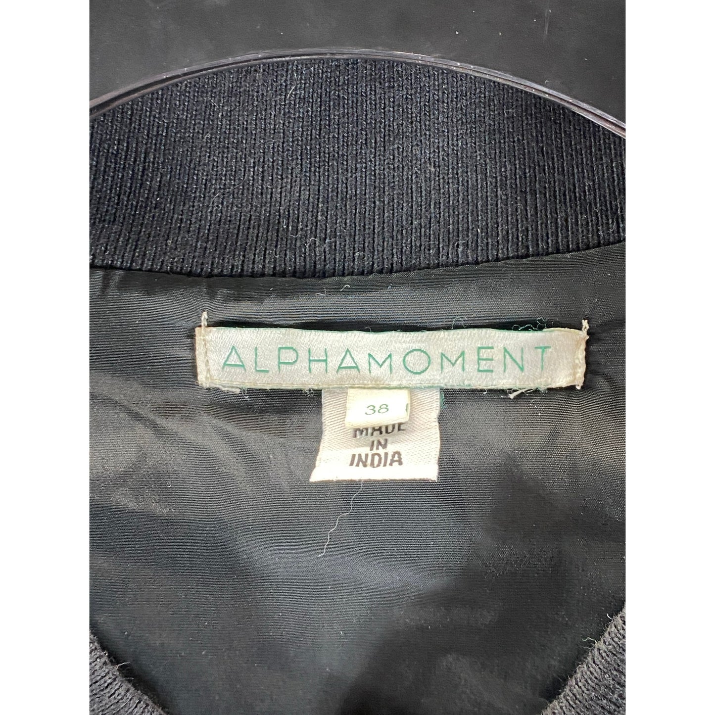 ALPHAMOMENT Women's Black/Beige Embroidered Printed Zip-Up Jacket SZ 38(S)