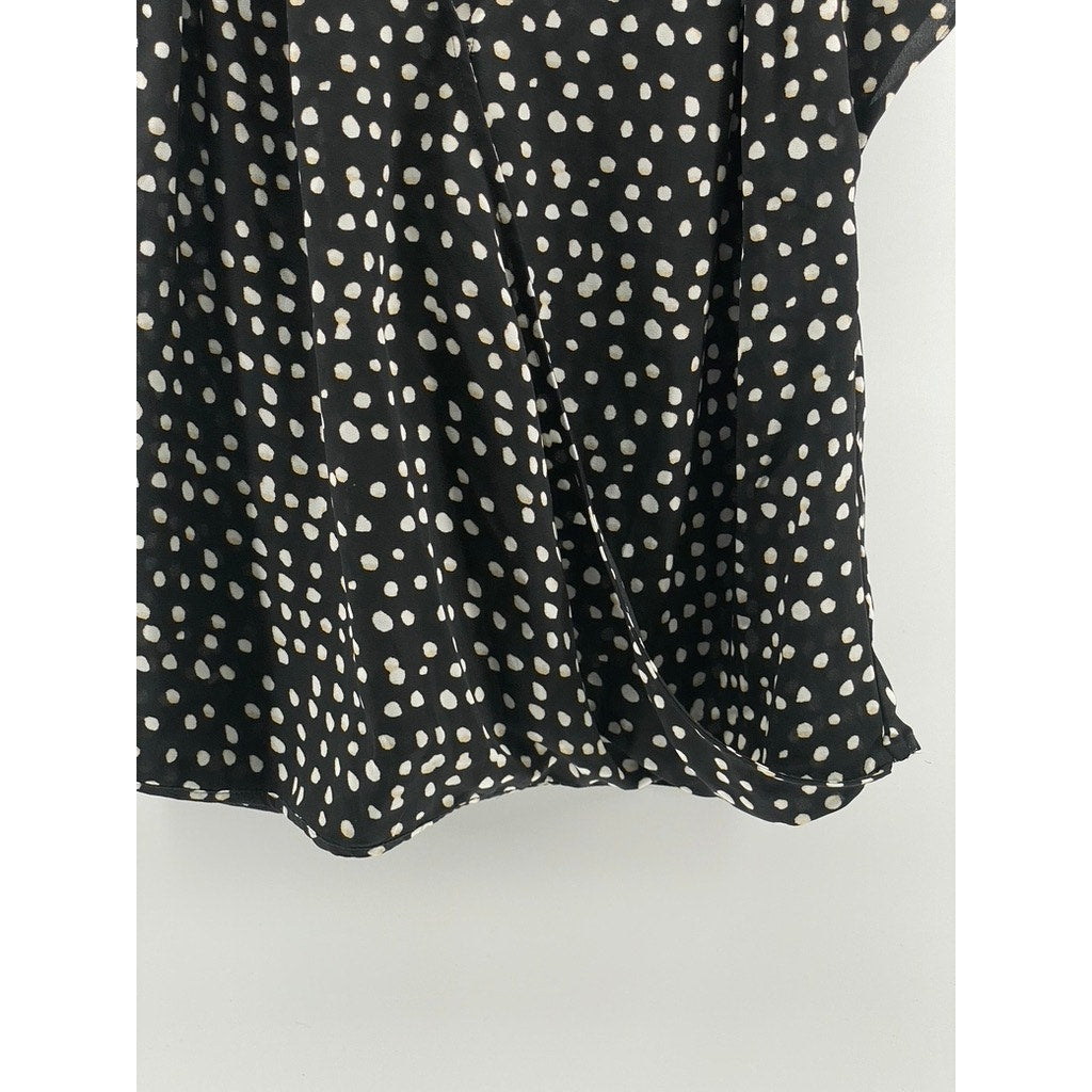 BANANA REPUBLIC Women's Petite Black-White Dot Print Surplice Top SZ XSP