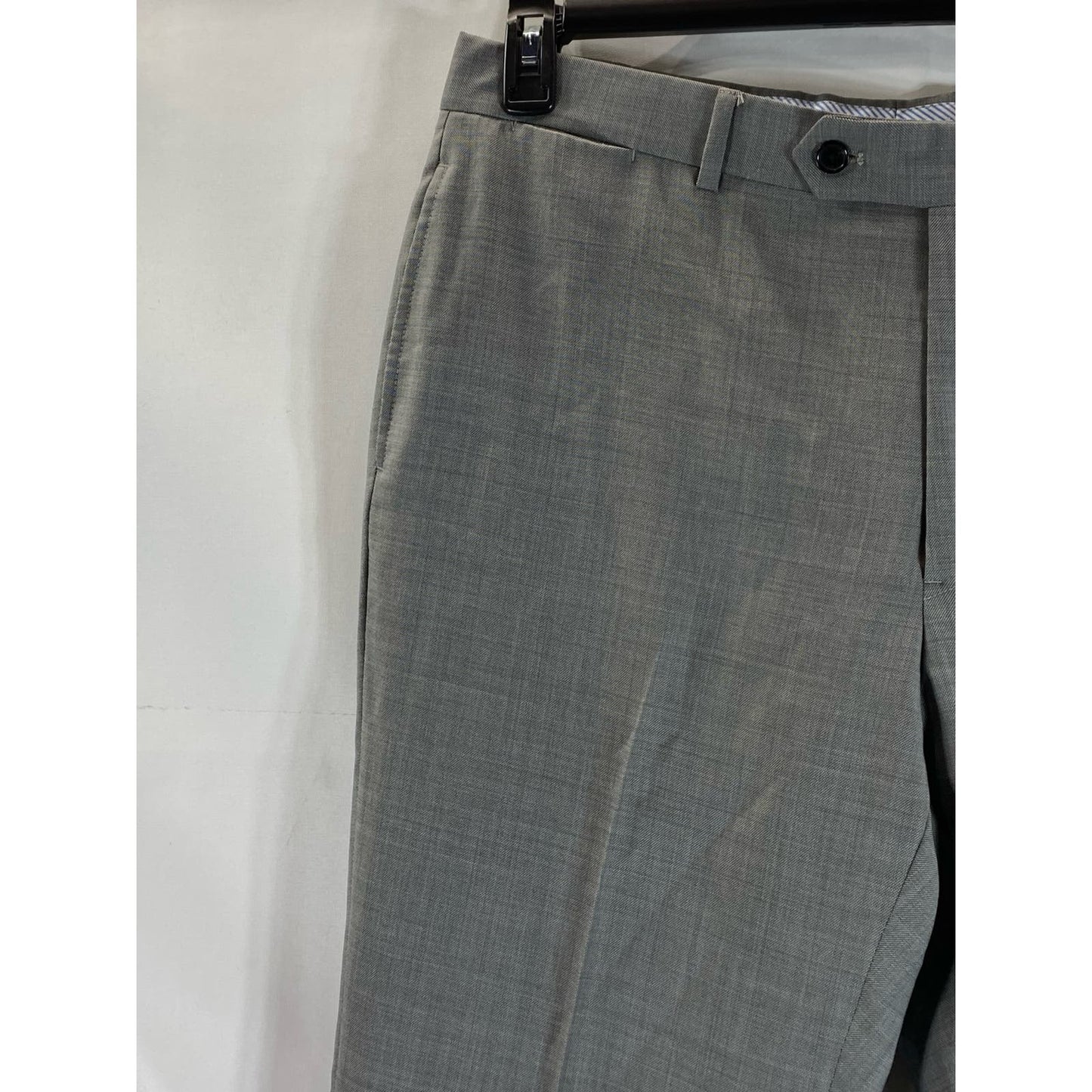 TOMMY HILFIGER Men's Light Grey Sharkskin Modern-Fit Flat Front Pants SZ 36X32