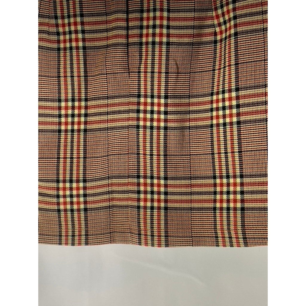 URBAN OUTFITTERS Women's Cream/Red Plaid Back-Zip Mini Skirt SZ M