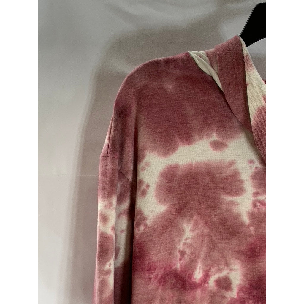 BLVD Women's Red/Beige Tie-Dye Pocketless Pullover Hoodie SZ M