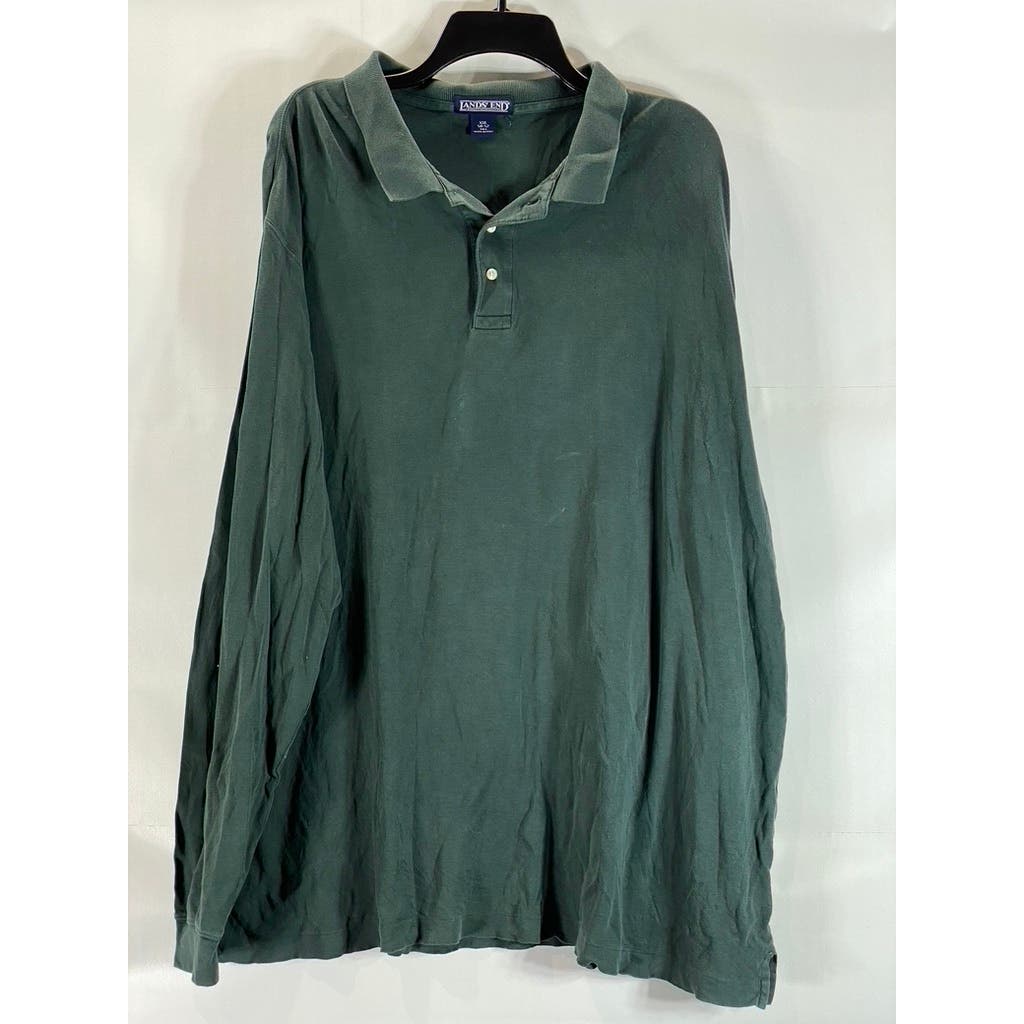 LANDS' END Men's Tall Evergreen Long Sleeve Polo Shirt SZ XXL-T