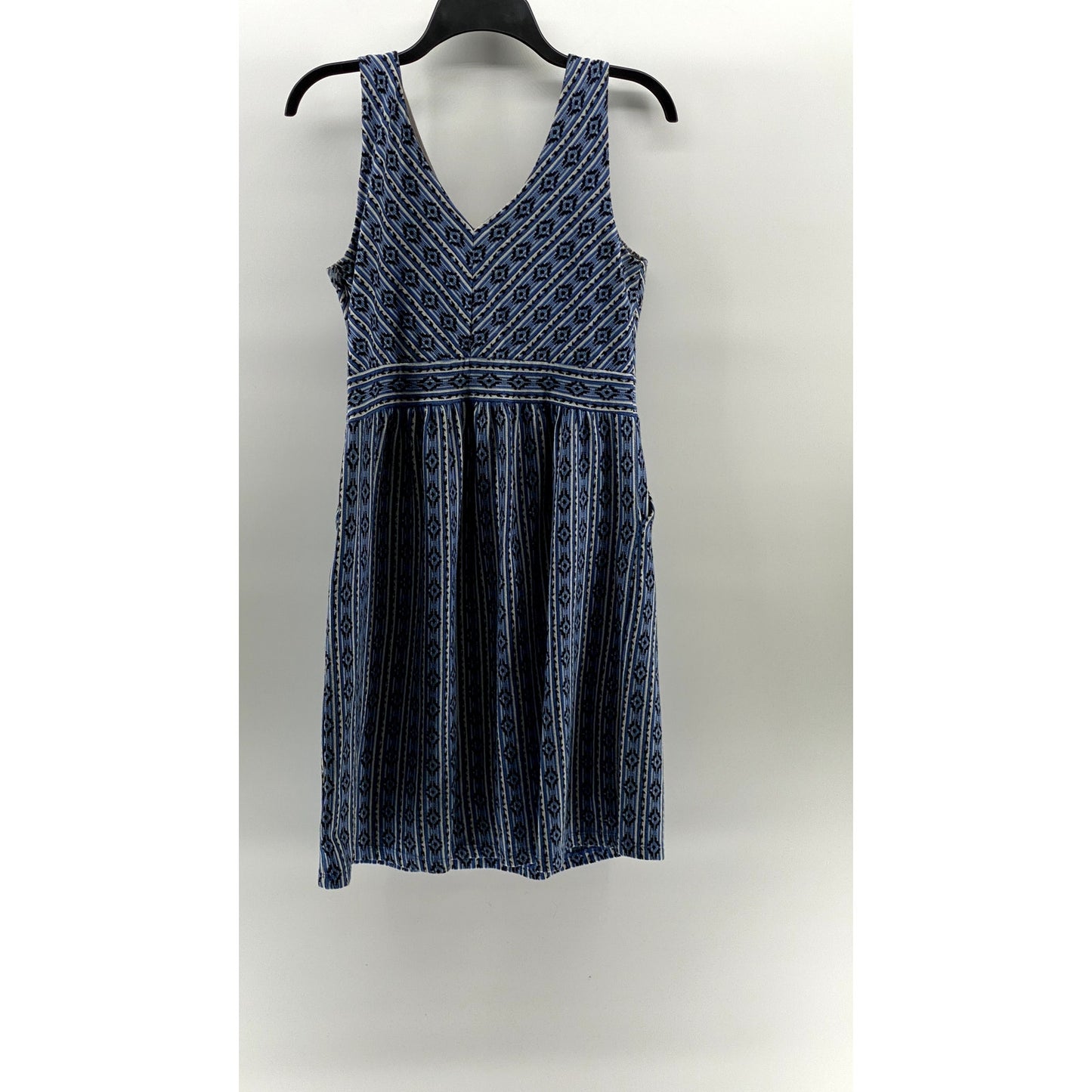MAEVE By Anthropologie Women's Blue Printed V-Neck Sleeveless A-Line Dress SZ 10