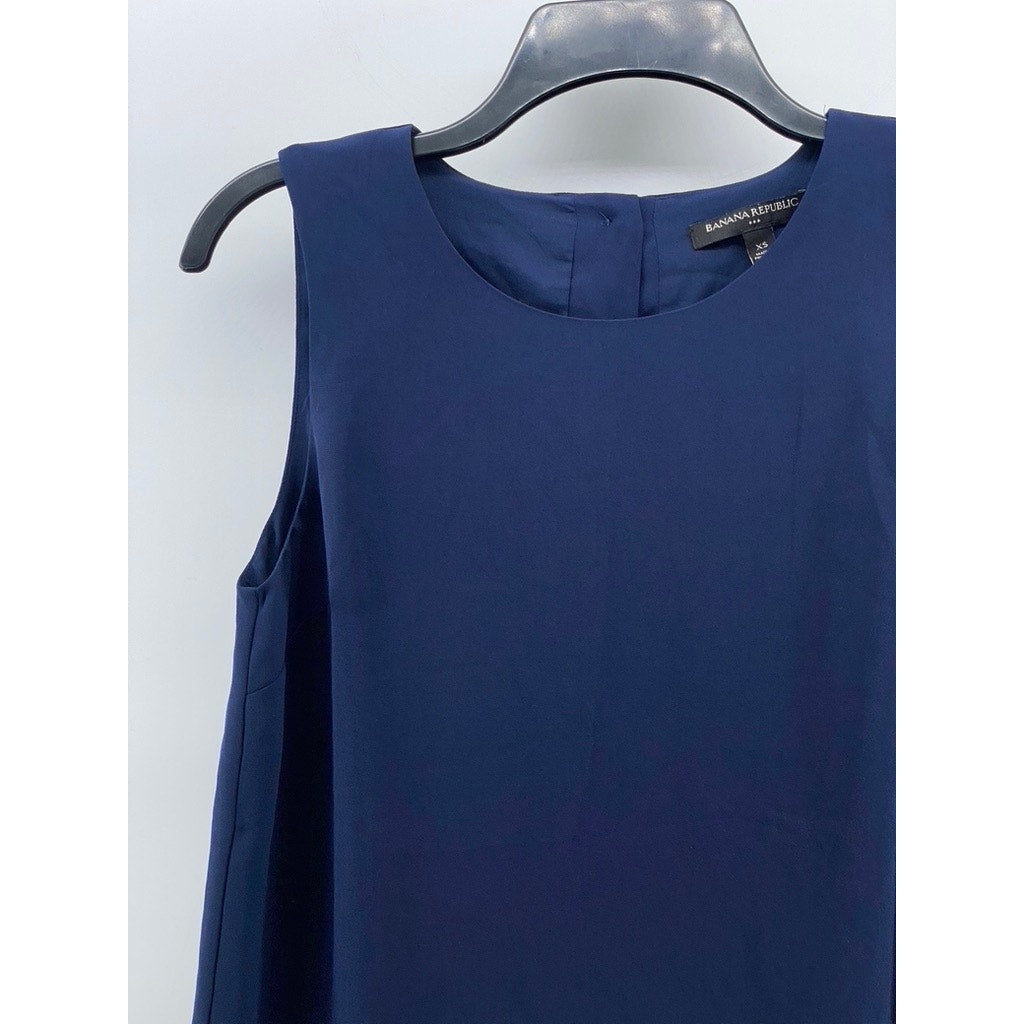 BANANA REPUBLIC Women's Maritime Blue Crewneck Sleeveless Button-Back Top SZ XS