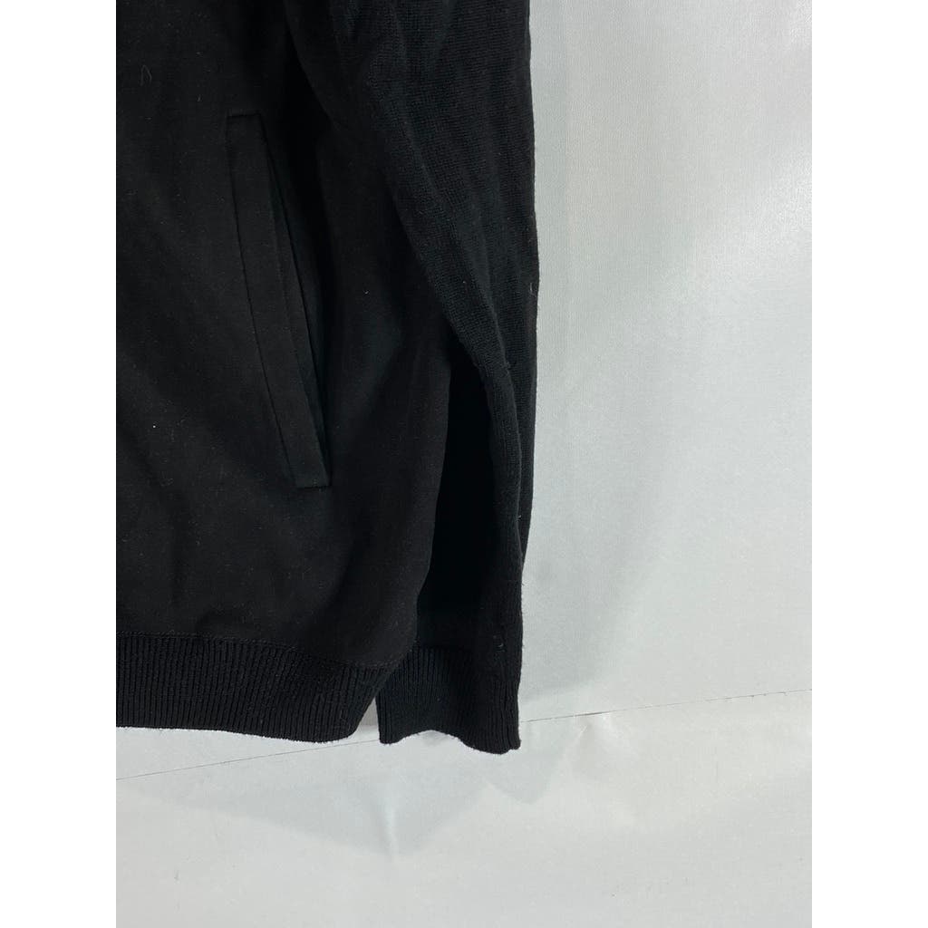 ZARA MAN Men's Black Solid Knit Mock Collar Zip-Up Sweater SZ M