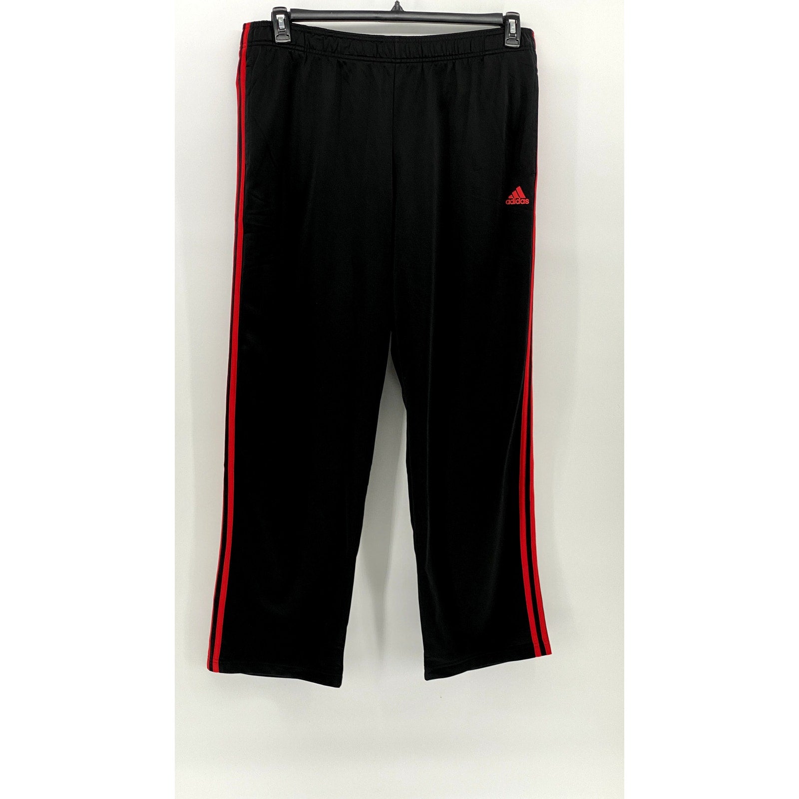 ADIDAS Men's Black-Red Side Stripe Regular-Fit Straight-Leg Track Pant SZ 2XL