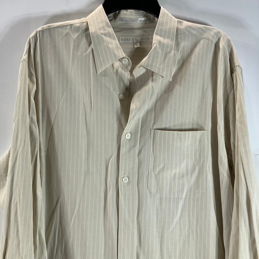 PERRY ELLIS Men's Beige Striped Button-Up Long Sleeve Shirt SZ XL