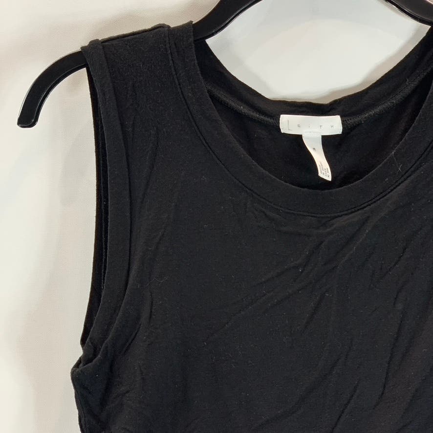 LEITH Women's Solid Black Sleeveless Casual Pullover Knee-Length Dress SZ M