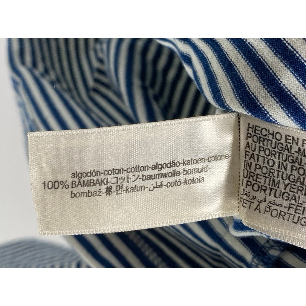 ZARA ORIGINS Women's Blue-White Horizontal Stripe Crewneck Long Sleeve Top SZ M