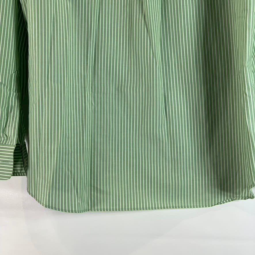 EDDIE BAUER Men's Tall Green Striped Relaxed-Fit Button-Up Shirt SZ L/T