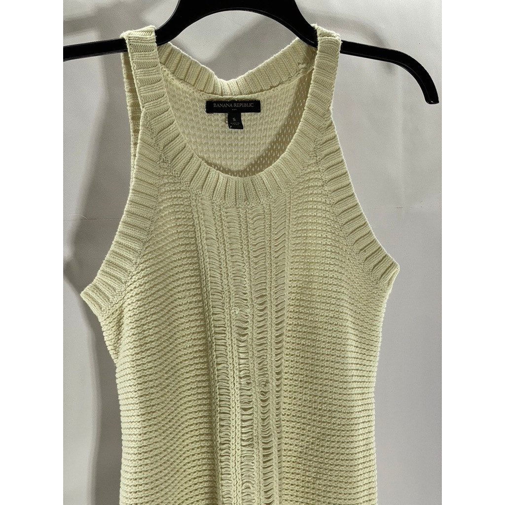 BANANA REPUBLIC Women's Cream Knit Scoop-Neck Sweater Tank Top SZ S