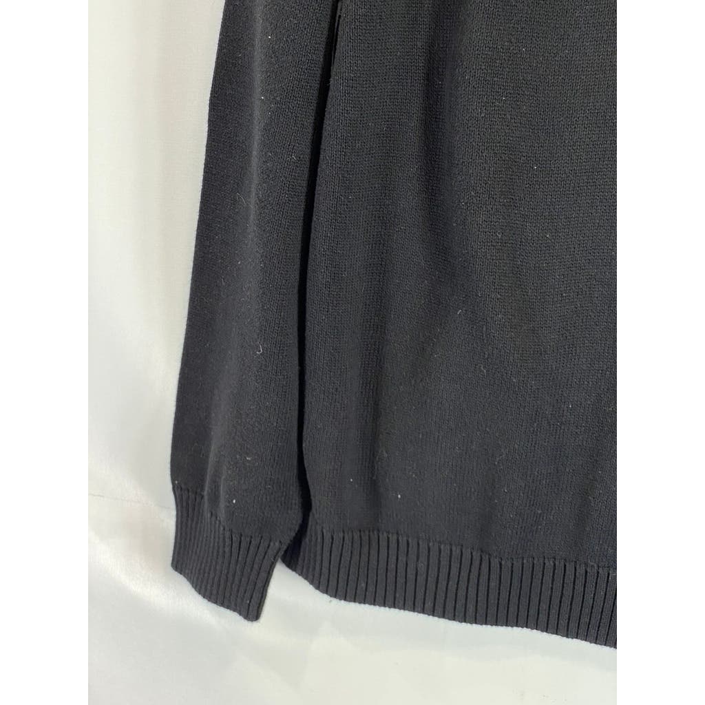 JOHN HENRY Men's Solid Black Ribbed Shoulder Quarter-Zip Pullover Sweater SZ XL