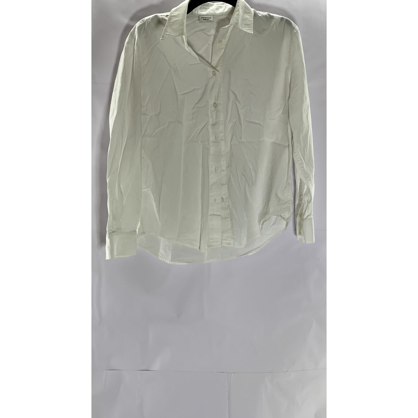 SUNDAY BEST Women's White Solid Button-Up Regular-Fit Long Sleeve Shirt SZ XS