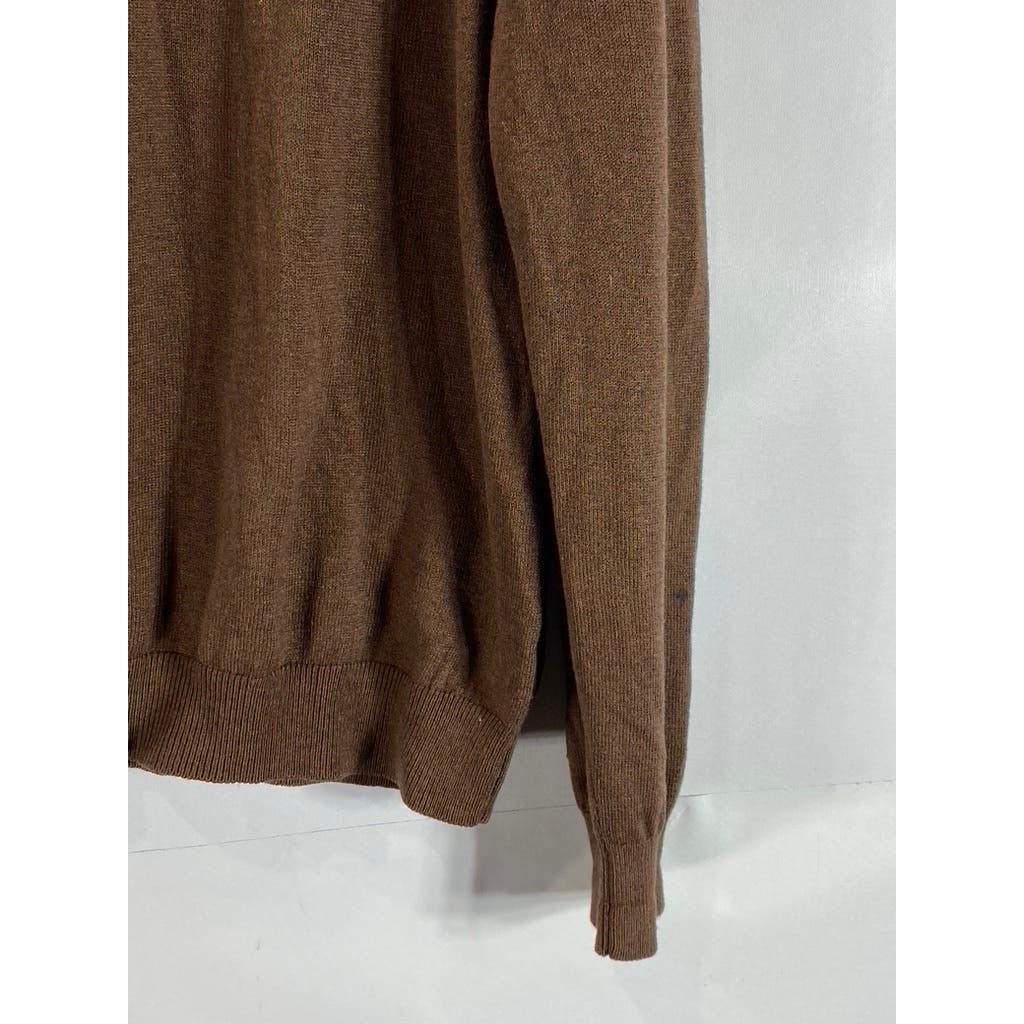 PAUL FREDRICK Men's Brown Mock-Neck Long Sleeve Pullover Sweater SZ M