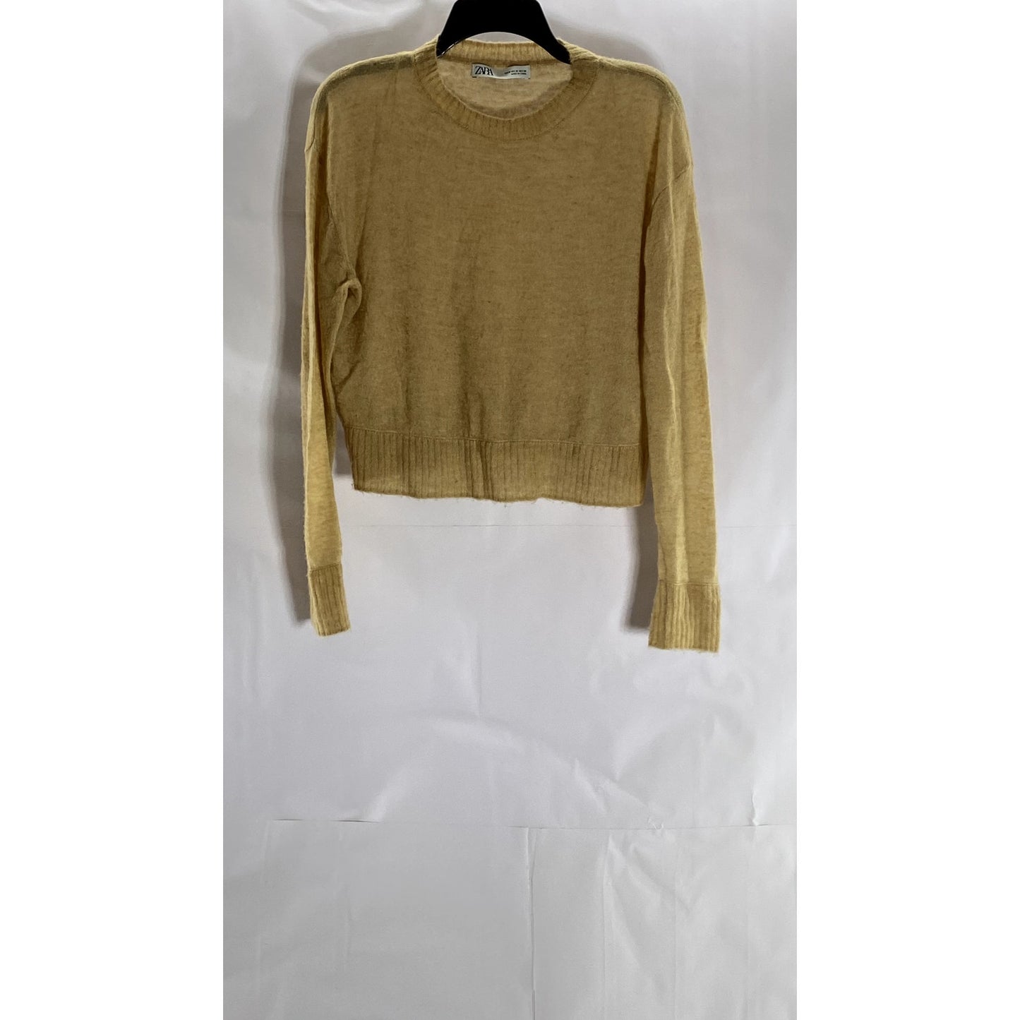 ZARA Women's Tan Crewneck Knit Wool-Blend Pullover Sweater SZ M