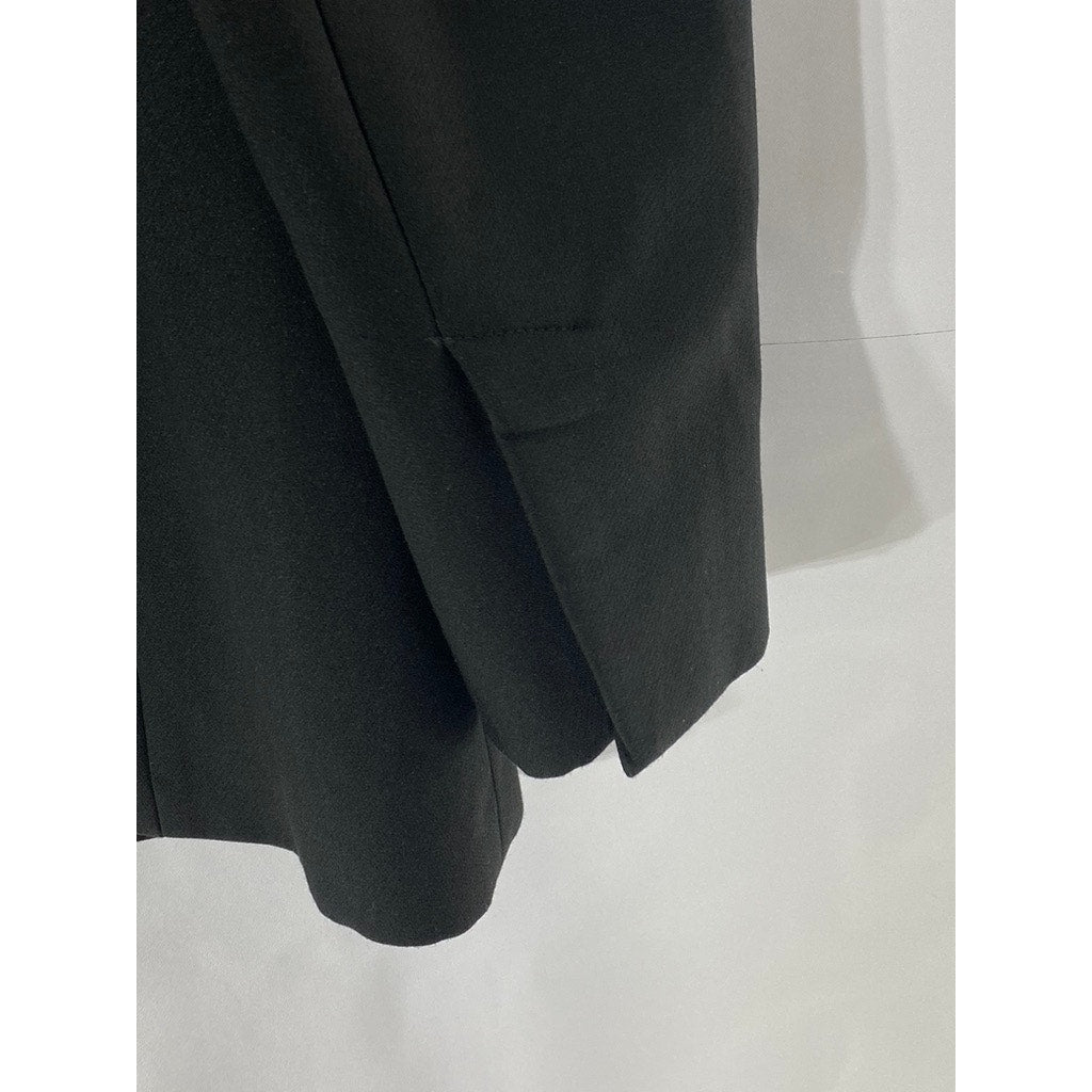 ZARA Women's Solid Black Fitted Hook-Closure Collarless Blazer SZ M