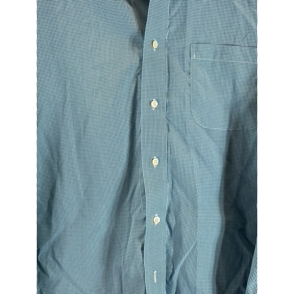 BROOKS BROTHERS 346 Men's Aqua Gingham Original Polo Slim-Fit Dress Shirt SZ 16