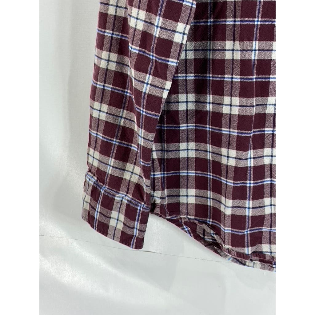 AMERICAN EAGLE OUTFITTERS Men's Burgundy Plaid Seriously Soft Flannel Shirt SZ M