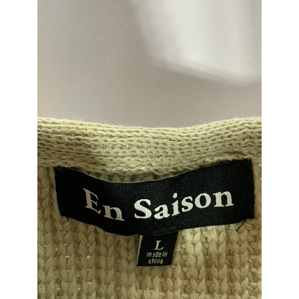 EN SAISON Women's Light Green Sweetheart Neck Knit Crop Tank Top SZ L