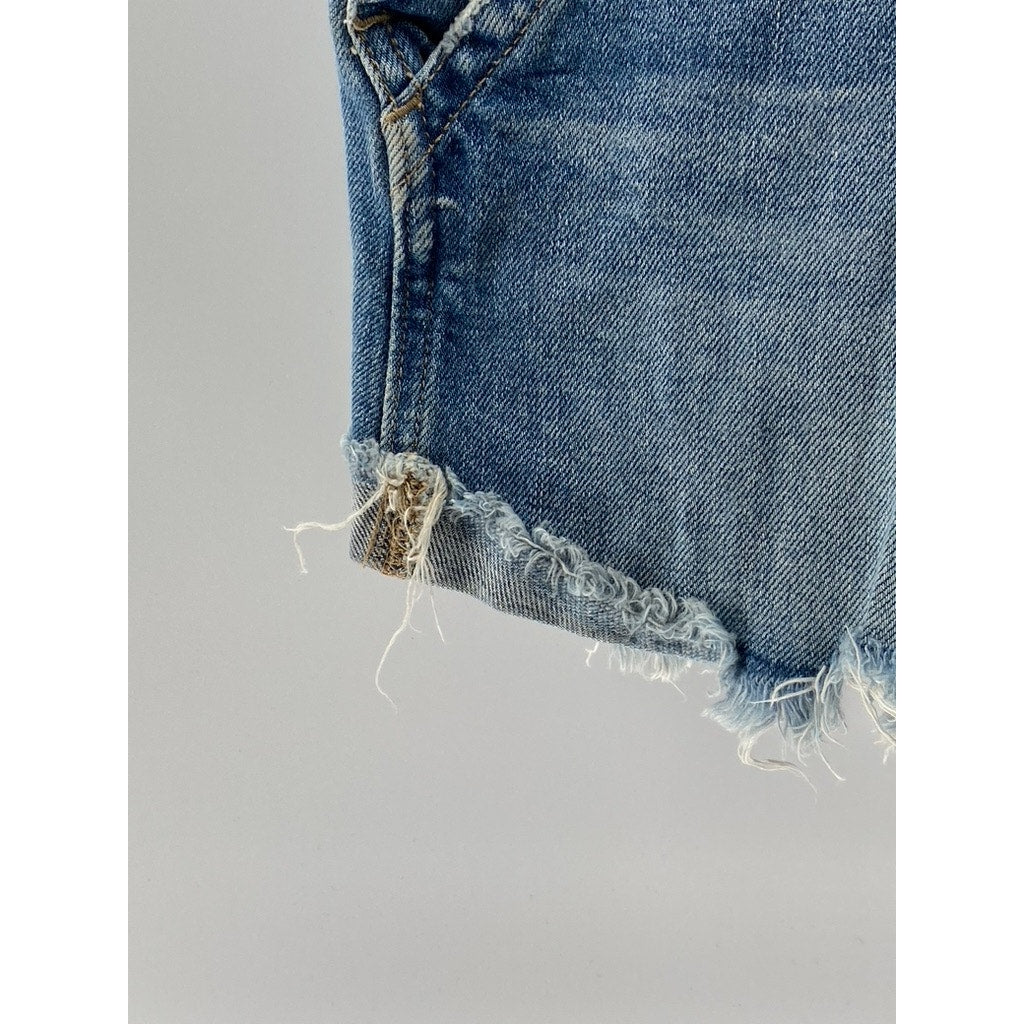 TAYLOR HILL BY JOE'S Women's Blue Denim Frayed Cuffed Hem Short Overall SZ XS