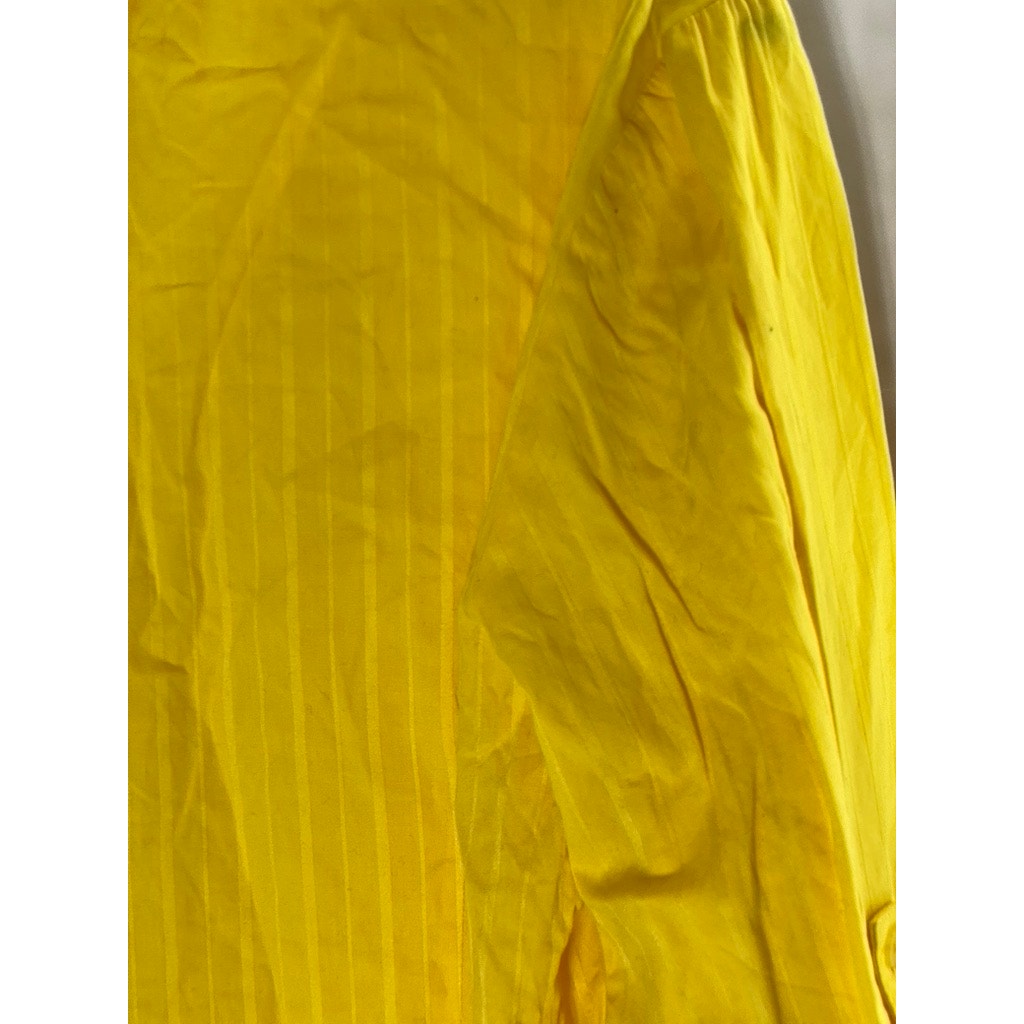 SPENSE Women's Mustard Yellow Striped Regular-Fit Button-Up Long Sleeve Top SZXL