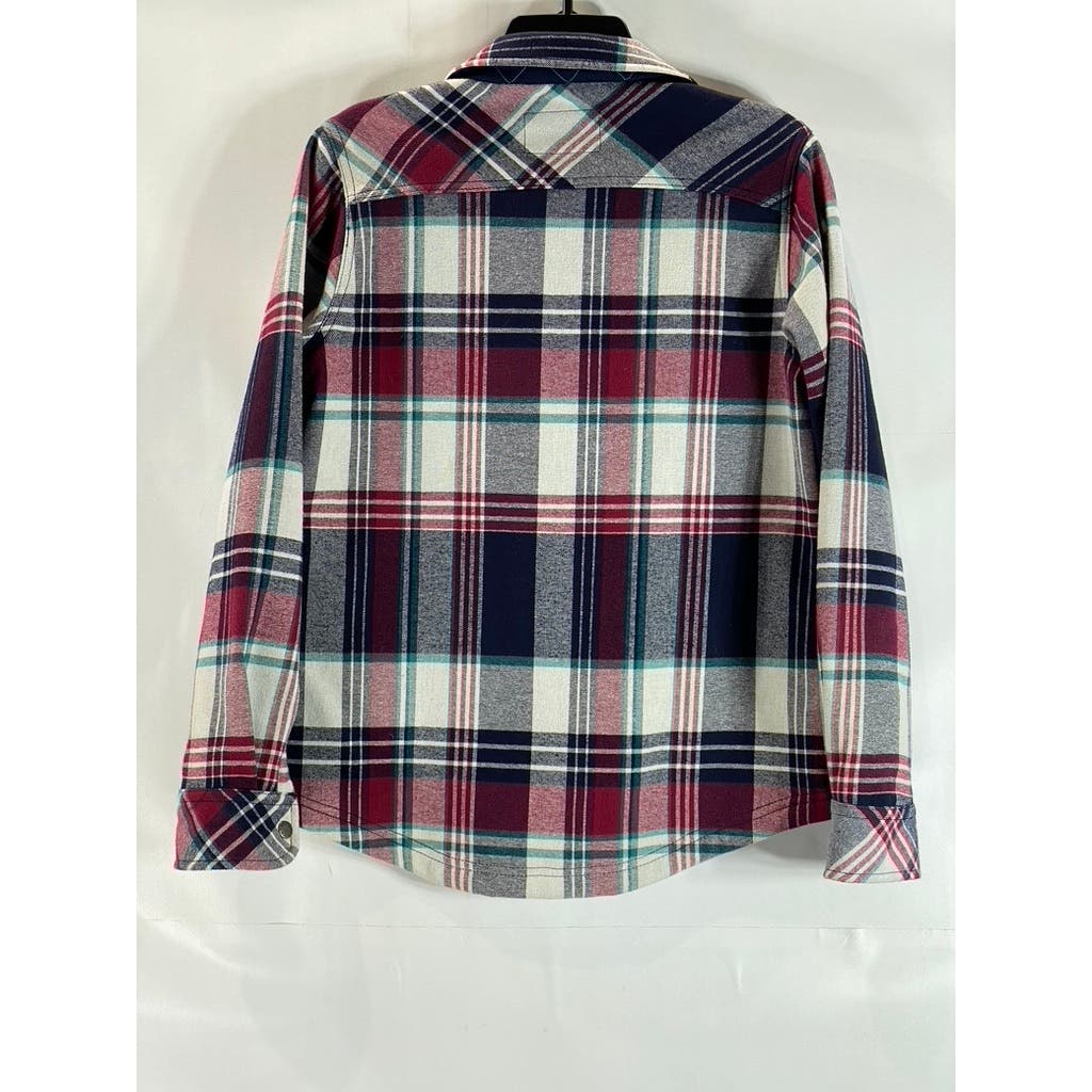 ORVIS Women's Red/Navy Plaid Fleece Lined Flannel Pinnacle Shirt Jacket SZ S