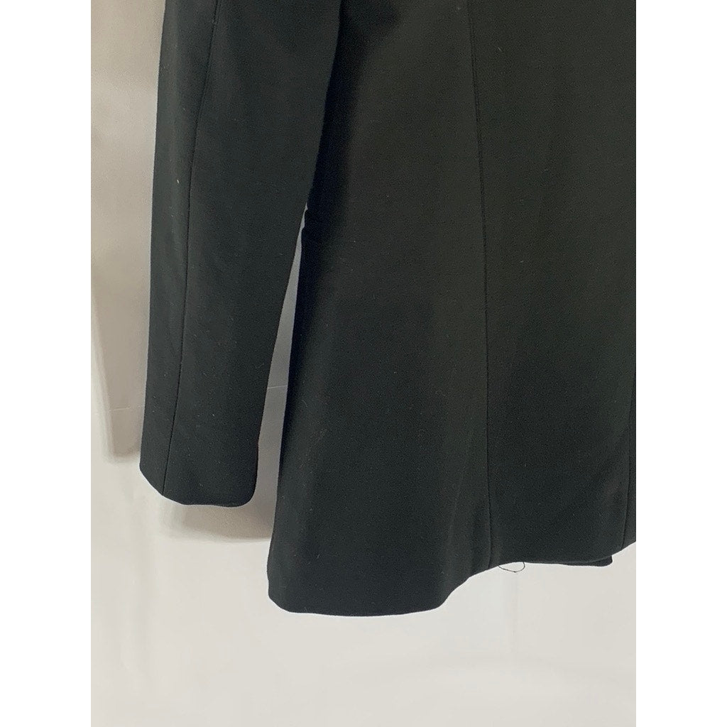 MANGO SUIT Women's Black Solid Double-Breasted Collarless Blazer SZ 2XS