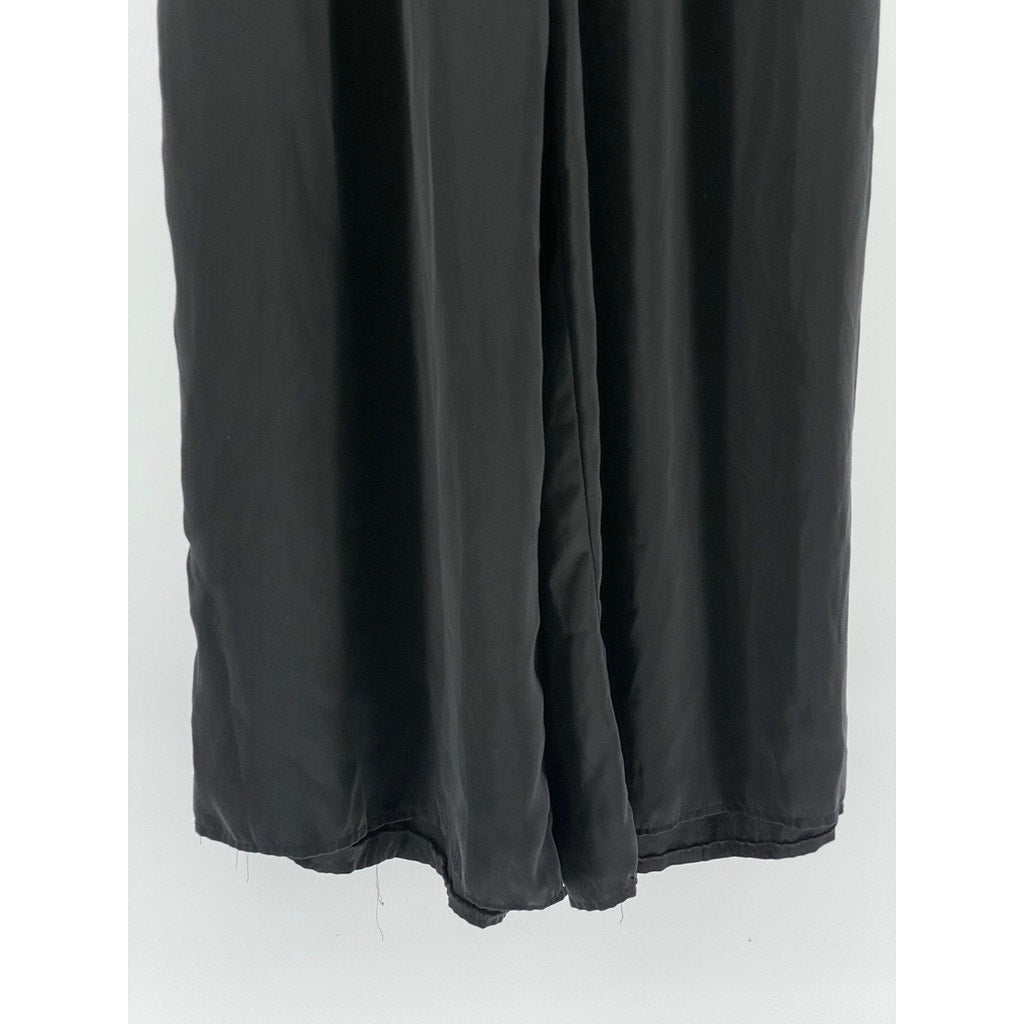 TRONJORI Women's Black Solid High-Rise Wide-Leg Casual Palazzo Trousers SZ XS