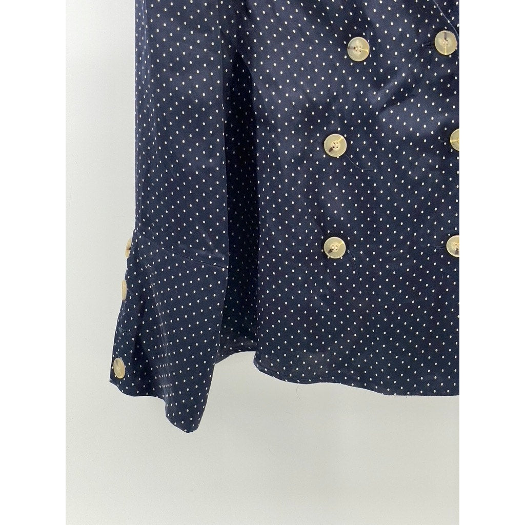 ZARA TRAFALUC Women's Micro Dot Double-Breast V-Neck Long Sleeve Blazer SZ M