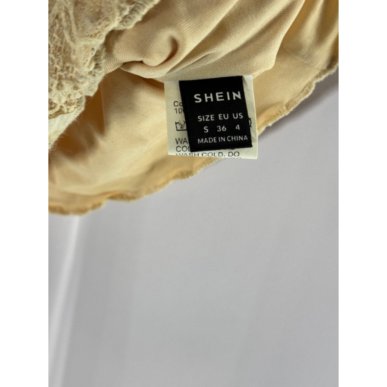 SHEIN ICON Women's Beige Straight-Neck Lace Tie-Front Tank Top SZ S