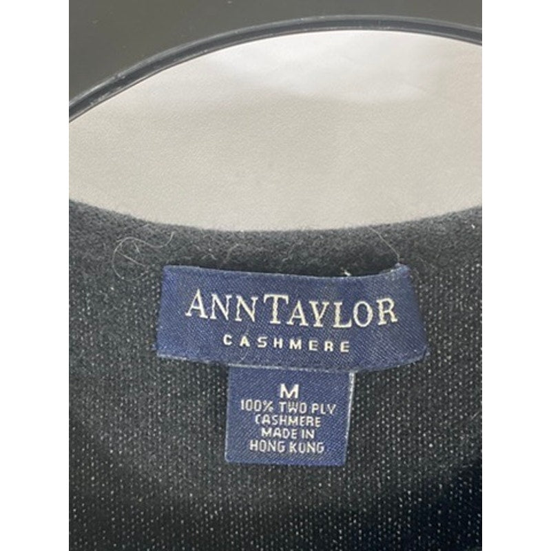 ANN TAYLOR Women’s Black Solid Two-Ply Cashmere Crewneck Tank Top SZ M