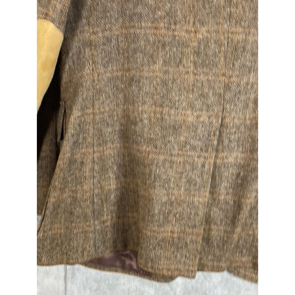 THE CLOTHIER Men's Short Tan Pure Wool Elbow-Patch Two-Button Blazer SZ 42S
