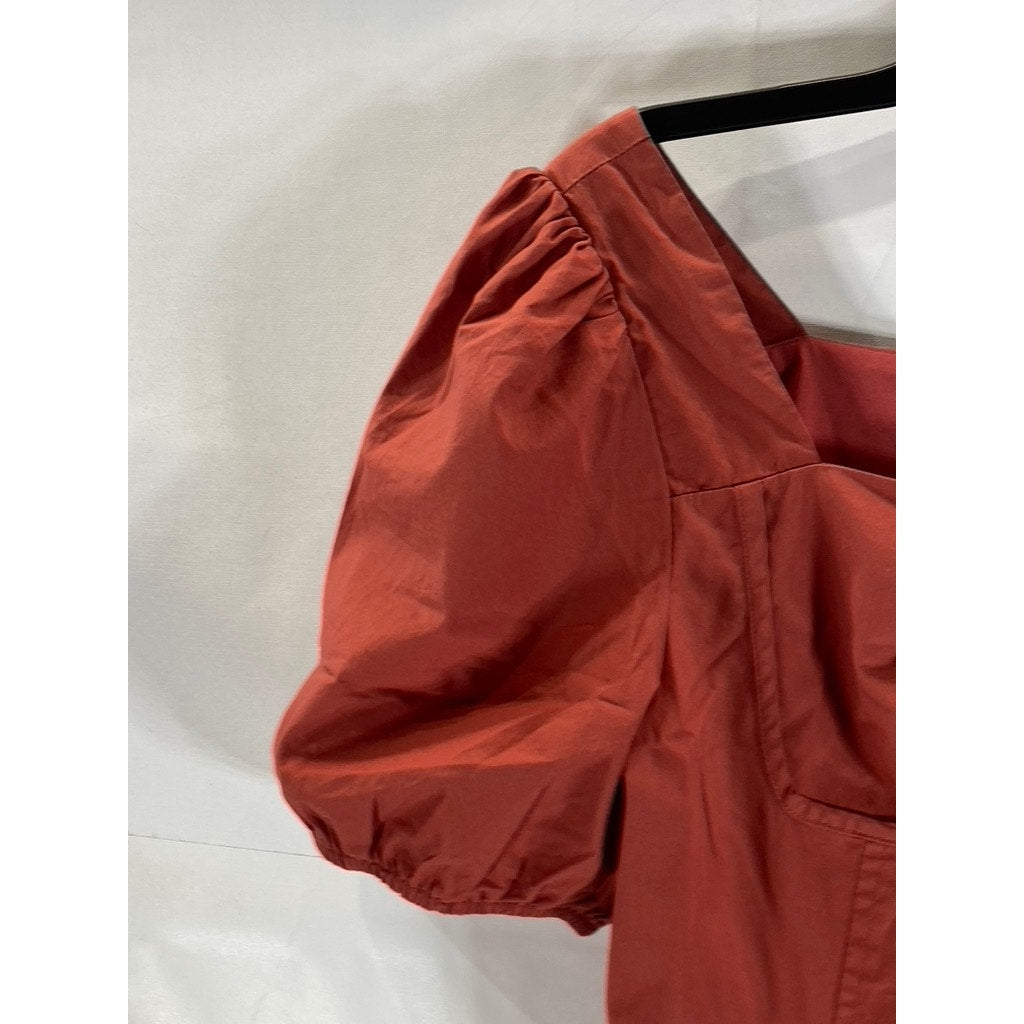 MADE BY MISHOW Women's Red Puff Sleeve Square Neck Mini Dress SZ L